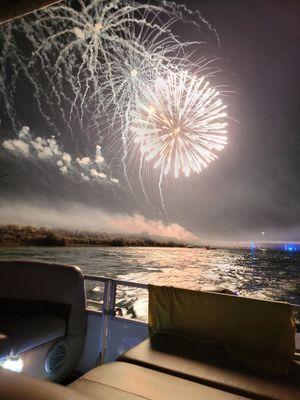 Fireworks on the river is a real part in the USA.