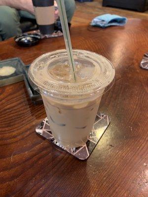 iced latte with lavender syrup