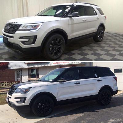 Custom paint job for our customer. Top is original picture and the bottom is the custom work done by us. 2017 Ford Explore.