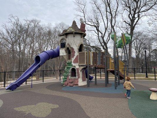 Rapunzel castle inside larger play area