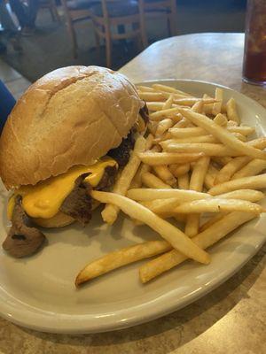 Cheesesteak...husband's was surprised by the yellow cheese