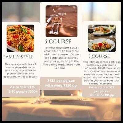 Pricing of private chef services