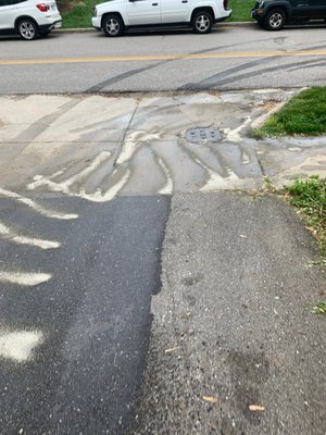 Stains left from the fuel spill from their truck