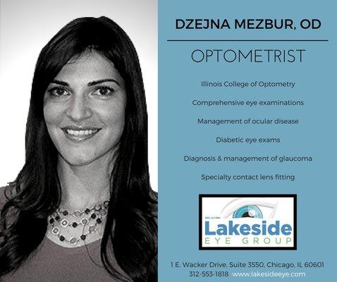 Dr. Mezbur sees patients with general eye conditions.  She sees patients in our Lakeside Eye Group Office/Chicago