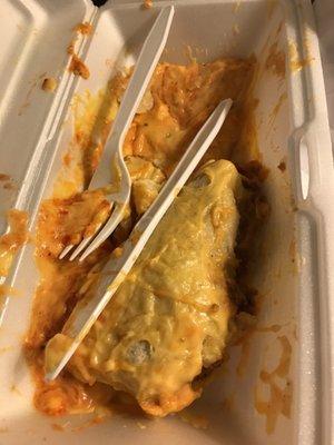 Meat, Bean, and Cheese Burrito, with cheese sauce. This was horrible, after the first bite I was done.