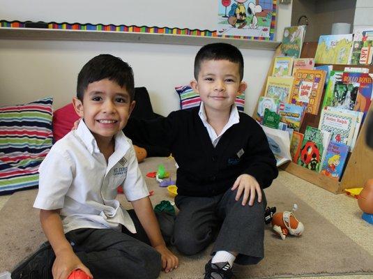 Students at the kindergarten level focus on language development and mathematical concepts.