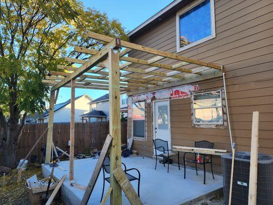 Framing up the patio