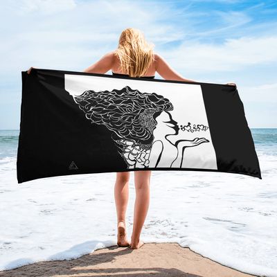 Beach Towel/ Blowing Kisses/ Custom Design