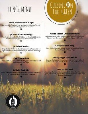 Cuisine On The Green - Lunch Menu