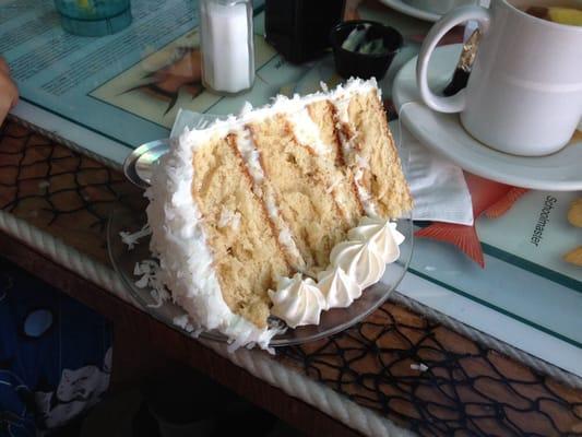 Coconut cake - very pretty, but a little dry.