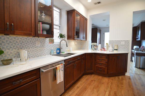 new floors and counter top and back splash