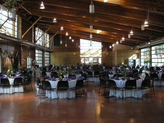 The Pavilion can accomodate up to 400 guests in banquet style seating.  The large mult-purpose room is 8,600 sq. ft. in size.