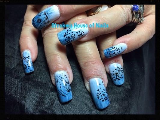 Gel marbling with stamping