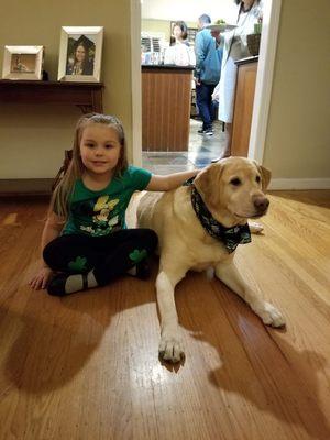 Bingo and angel celebrating st. Patrick 's day.