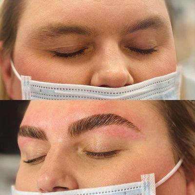 Brow lamination before and after