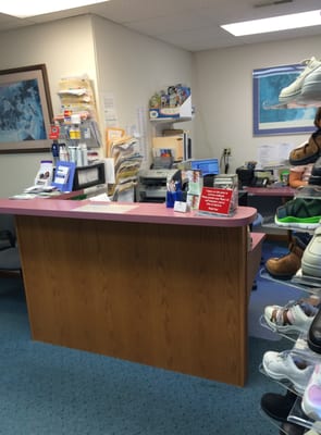 The receptionists' desk in the Harleysville office