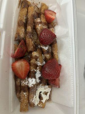 Chocolate Strawberry Funnel cake fries