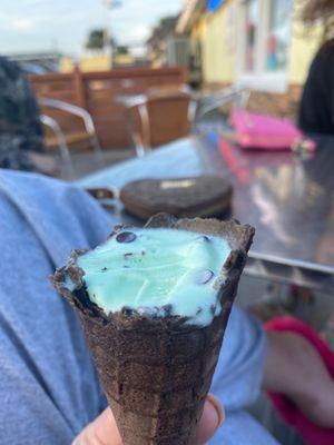 Green mint chip icecream.