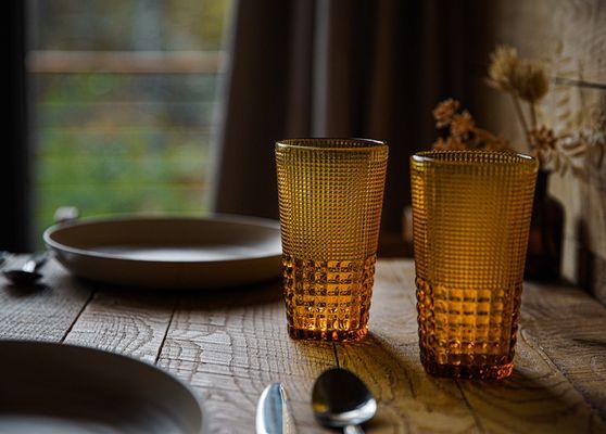 Cabin decor at Cuyuna Cove Minnesota glassware tableware