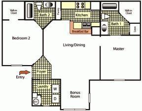 2 bedroom 2bath