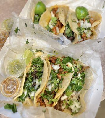 Barbacoa and pastor tacos. So delicious.