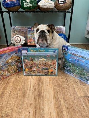 Samie loves puzzles. Come visit Samie at Pak n Ship and pick up a puzzle to do on your vacation.