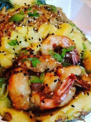 Teriyaki Shrimp pineapple bowl