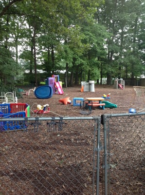 Large fenced outside play area.