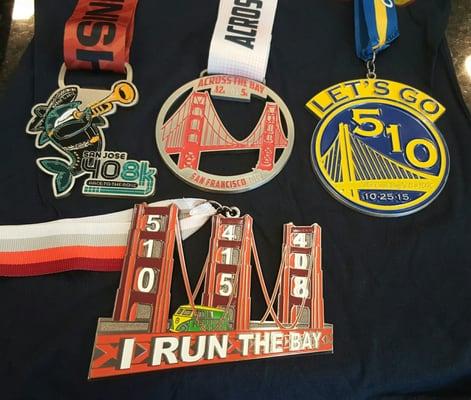 Part of the ''Run the bay''. Series completed!! (Medals in order of how they are now to be completed)