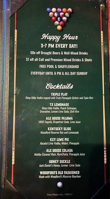 Specials and cocktails