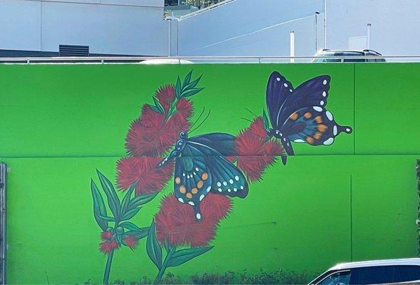 Monarch butterflies mural.