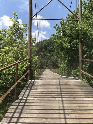 Swinging bridge at the golf course,