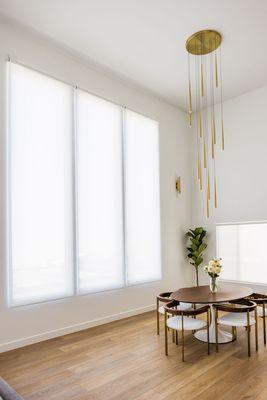 Motorized Solar shades in great room.