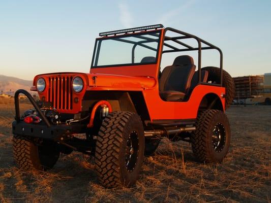 A 1948 Willy's CJ-2a Resto-Mod. 1ft Stretch, Custom Paint, Fabrication, Drivetrain swap, Fabrication, and Accessories