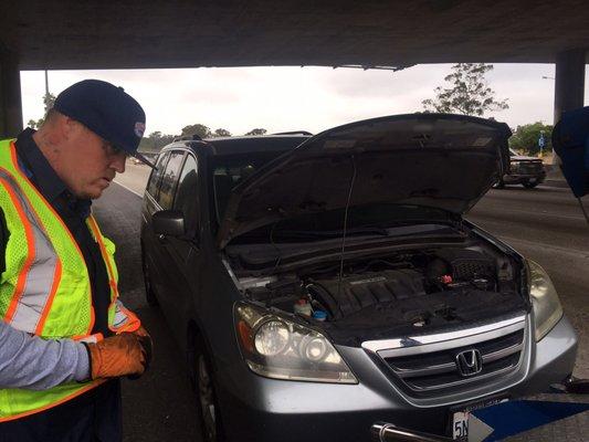 Blown head gasket on highway 5. It was worth getting it towed to jonathan s Dean auto for repair