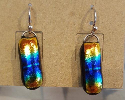 Fused glass earrings by Jocelyn Dana Thomas.