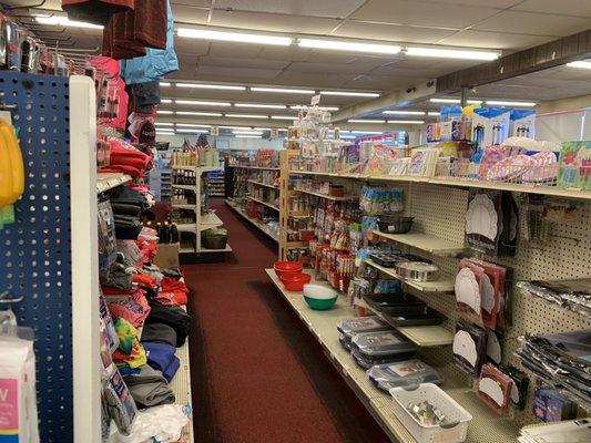 Baking aisle, also clothes. Socks, underwear, town of Lincoln apparel, and bandanas.