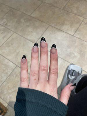 black-and-white french tip nails