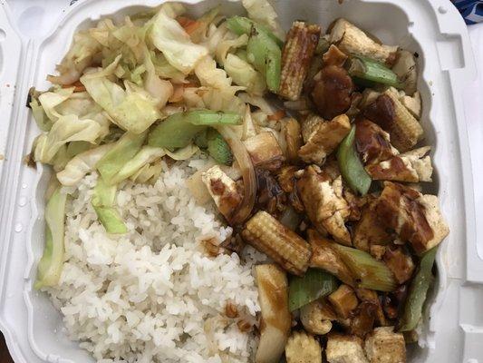 Tofu and veg with teriyaki sauce