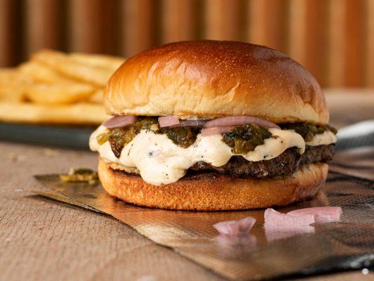 Green chili cheeseburger