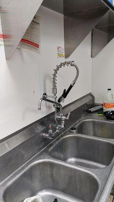 Commercial kitchen faucet install