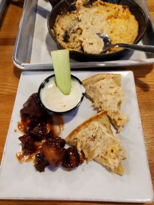 Finishing up my Late night Appetizer Dinner:  Boneless Chicken Bites and Crab Dip with Warm Pita Bread.  6/3/2023