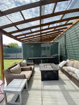 Outdoor Seating with a Play Area and Games on the Side