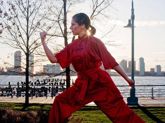 The head instructor of Ocean State Shaolin in a qi gong posture from Yi Jin Jing