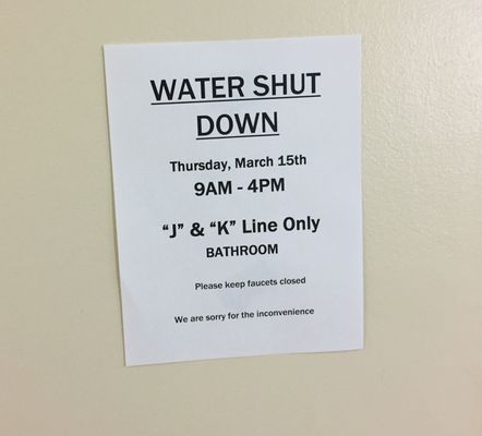 These are posted so often they should reverse it and post when the water IS working.