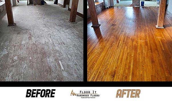 Before and After Wood Floor Restoration