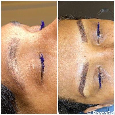 Powder brows permanent makeup before and after