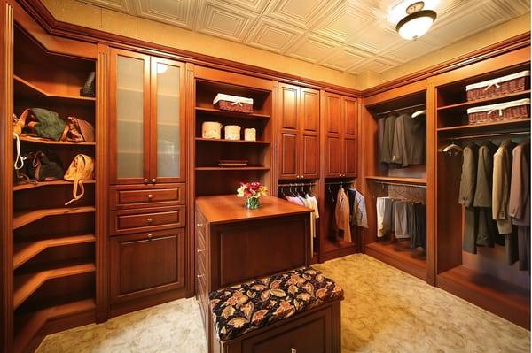 Custom Walk-In Closet, Real Wood & Drawer Faces