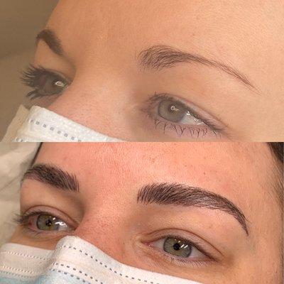 Microblading before and after touchup.