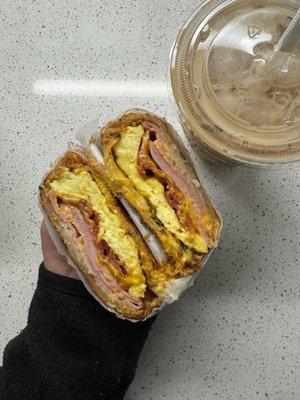 Ham, egg, bacon & cheese croissant x Vietnamese coffee